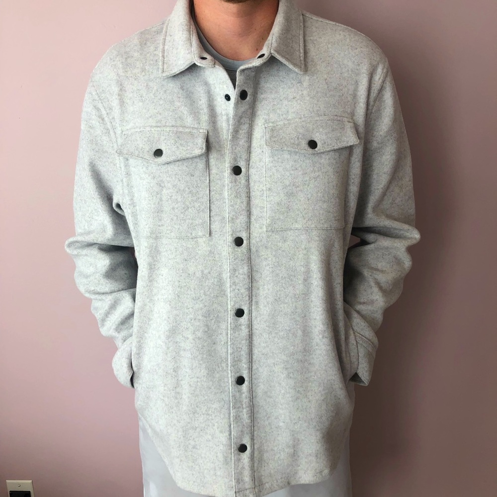 Express Grey Button Up Shirt Jacket